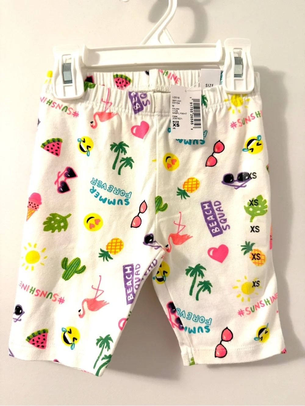 The Children's Place White Shorts with Neon Summer Print